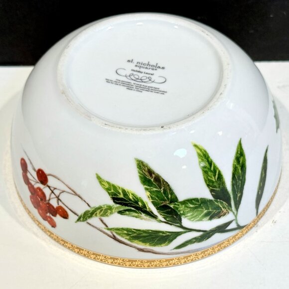 Coupe Cereal Bowl, "Holiday Laurel", by St Nicholas Square, 18 Karat Gold Band - Picture 4 of 4